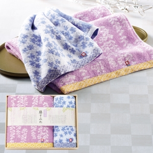 【L1送料無料】藤すみれ 木箱入り 今治産タオルセット【rm235013c04】