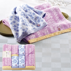 【L1送料無料】藤すみれ 木箱入り 今治産タオルセット【rm235013c07】