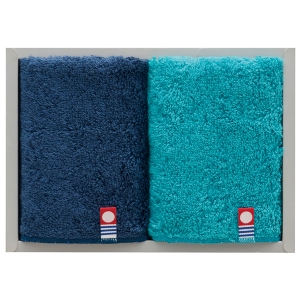 今治タオル グレースタオルハンカチ2P ブルー×ネイビー MRT01224BN【rm26120fcd123】