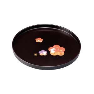 紀州塗 花舞うさぎ 7.0丸盆 2205026【rm26c180gc047】
